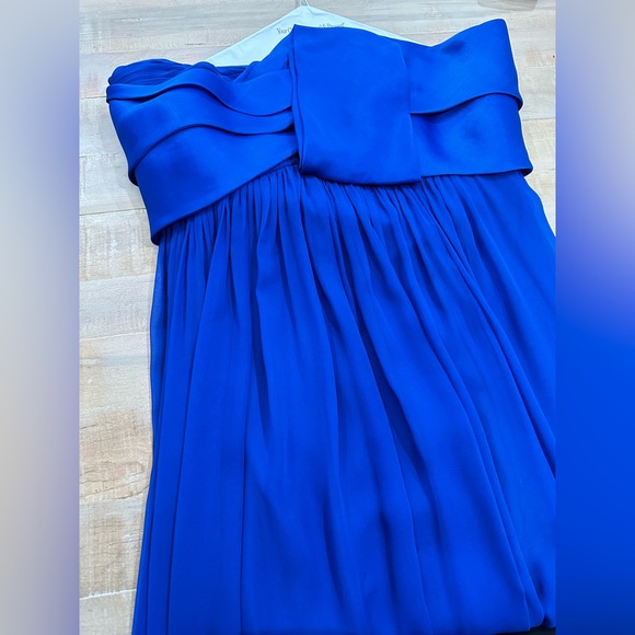Marchesa Notte cobalt blue strapless silk dress gown wedding - Picture 1 of 15